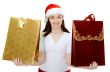 female santa with shopping bags