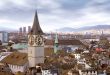 zurich skyline with tower clock