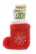 Red christmas sock with euro and dollar cash money