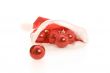 Santa hat with red christmas balls