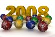 Christmas spheres on a background 2008. 3D image.