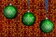 Three green christmas spheres. 3D image.