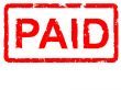 Grungey rubber stamp stating PAID
