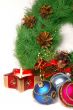 Xmas wreath with candle and spheres