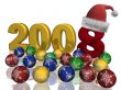 Christmas spheres on a background 2008. 3D image.