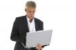 Senior working with laptop
