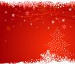 red christmas background with christmas tree
