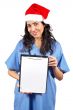 Female doctor holding the clipboard