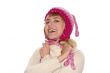 Smiling blond girl in cap