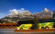 Birght yellow tour bus