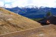 Freight train hauling up the Rocky Mountains