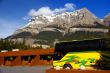 Birght yellow tour bus