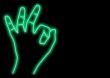 neon style OK hand