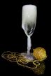 glass of  champagne and christmas decoration