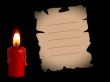 Charred paper with the candle