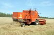 red combine harvester