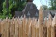 wooden sharp logs palings barrier wall