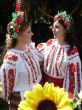 Two ukrainian girls in national folk costumes