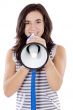 Teenager with megaphone