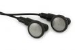 earbuds against white background