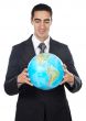 Man holding globe