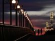 walking couple and evening sky