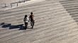 two peoples walking