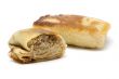 pancake with meat on white