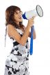 Teenager with megaphone