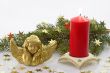 Golden Angel with Red Candle and Fir Branch