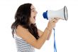 Teenager with megaphone