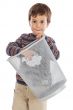 Boy with wastebasket