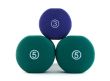 Side view of thee dumbbells