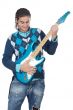 Young playing electric guitar