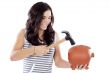 casual girl with money box