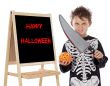 boy in halloween whit slate