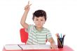Adorable boy studying
