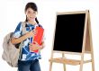 girl studying whit slate