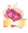  love hearts / with banner / valentine /  vector