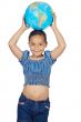 Girl with a globe of the world