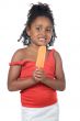 girl with an orange ice cream