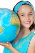 Girl with a globe of the world