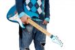 Man holding electric guitar