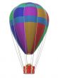 Gift box by a balloon. 3D image.