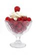 Raspberry with cream on cup