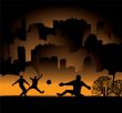 football silhouette orange