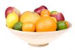 Fresh fruits on wooden bowl isolated