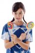 Girl with lollipops