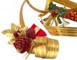 Christmas ornaments and ribbons  isolated