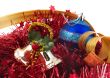 Christmas ornaments on white